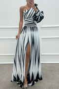 Stella - Elegant Striped One-Shoulder Maxi Dress